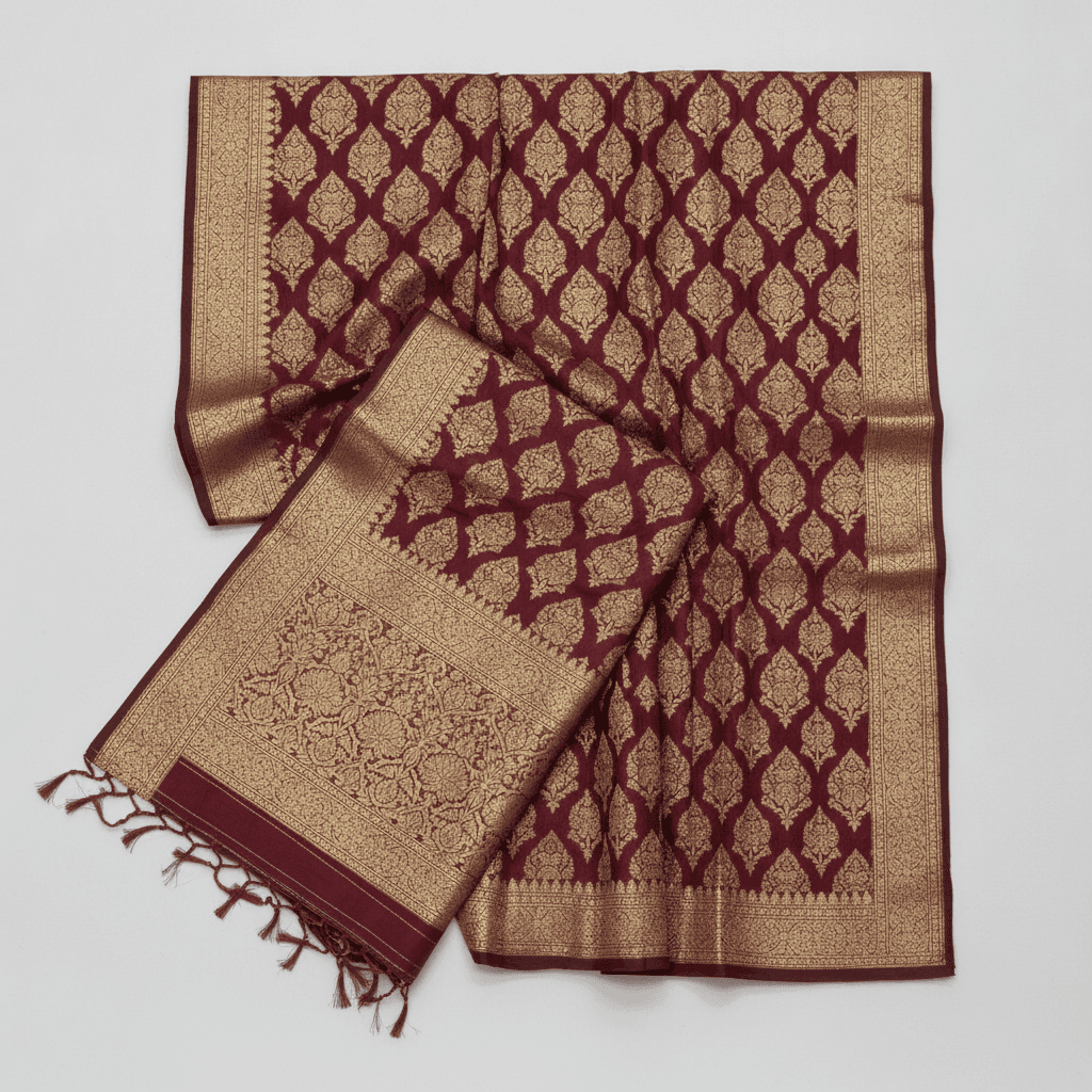 Banarasi Silk Saree — Maroon & Gold